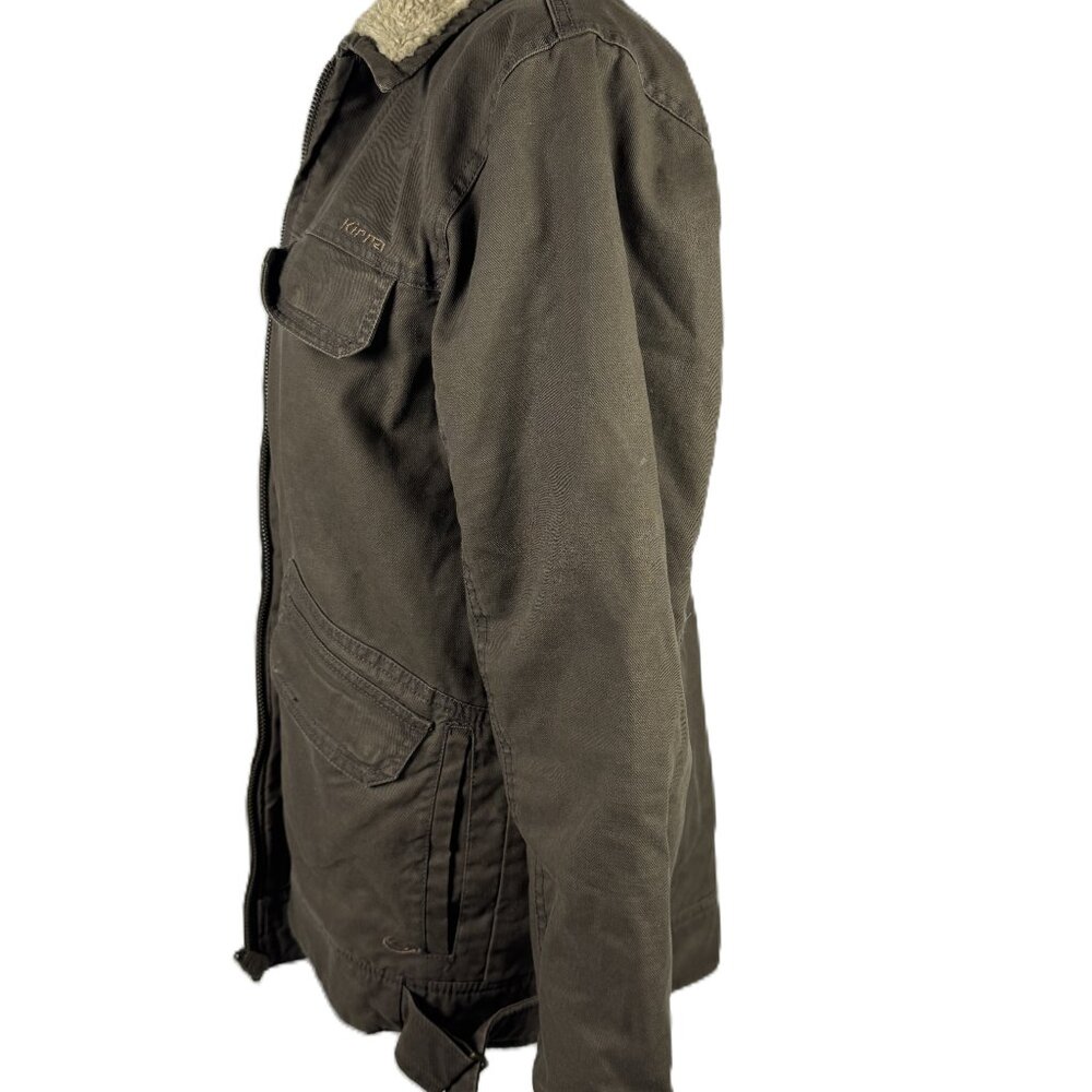 Men Warm Jacket Barn Coat Kirra Brown Fleece Collar Flannel Lining 7 Pockets M - Picture 5 of 11